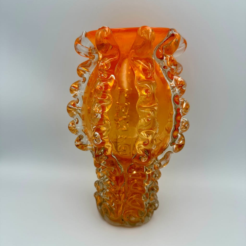 Vintage Ukrainian glass vase H25cm Dia18cm, £145